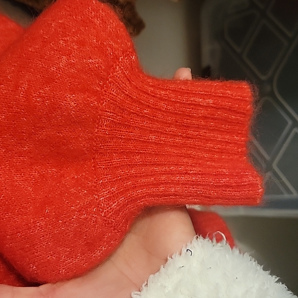 Sezane Red Crewneck Button-Front Sweater - Picture 8 of 9